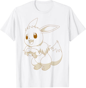 Retro Outline Eevee Pokémon Style T-Shirt - T-Shirt | White