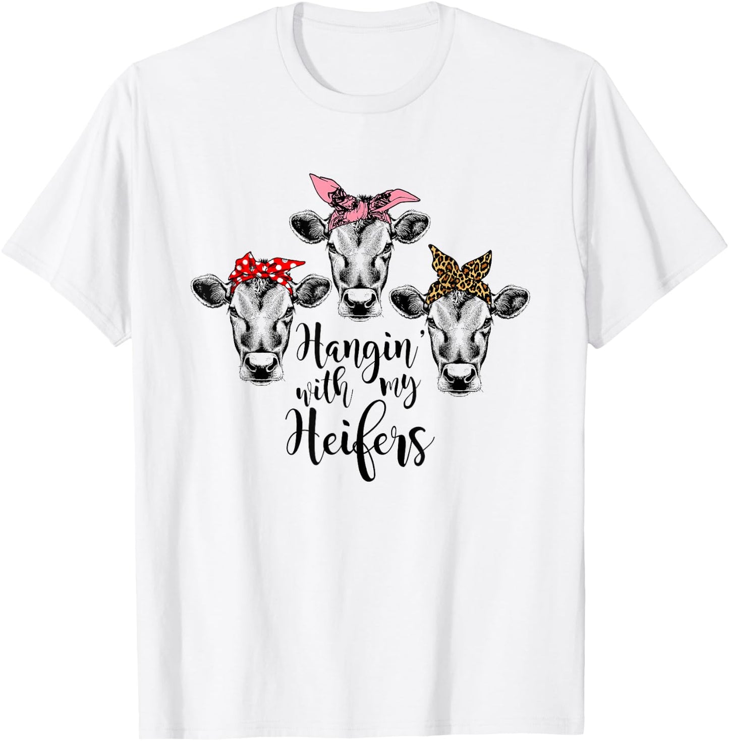 Cute Women's Hanging With My Heifers Bandana T-Shirt - T-Shirt | White