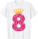 Happy Birthday Shirt, Girls 8th Party 8 Years Old Bday T-Shirt - T-Shirt | White
