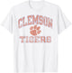 Clemson Tigers Vintage Worn Gray Officially Licensed T-Shirt - T-Shirt | White