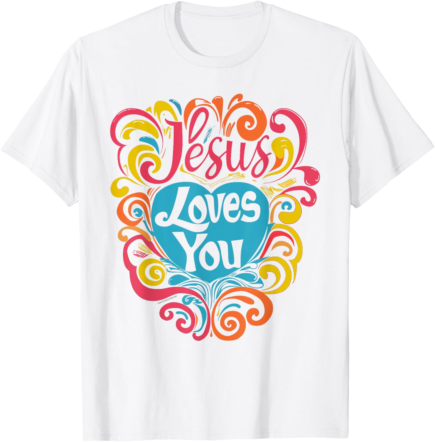 Jesus Loves You Colorful Groovy Christian Girl Jesus T-Shirt - T-Shirt | White