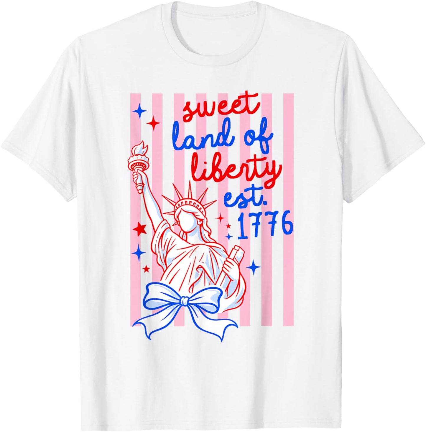 Sweet Land of Liberty Est 1776 4th July USA Flag Men Women T-Shirt - T-Shirt | White