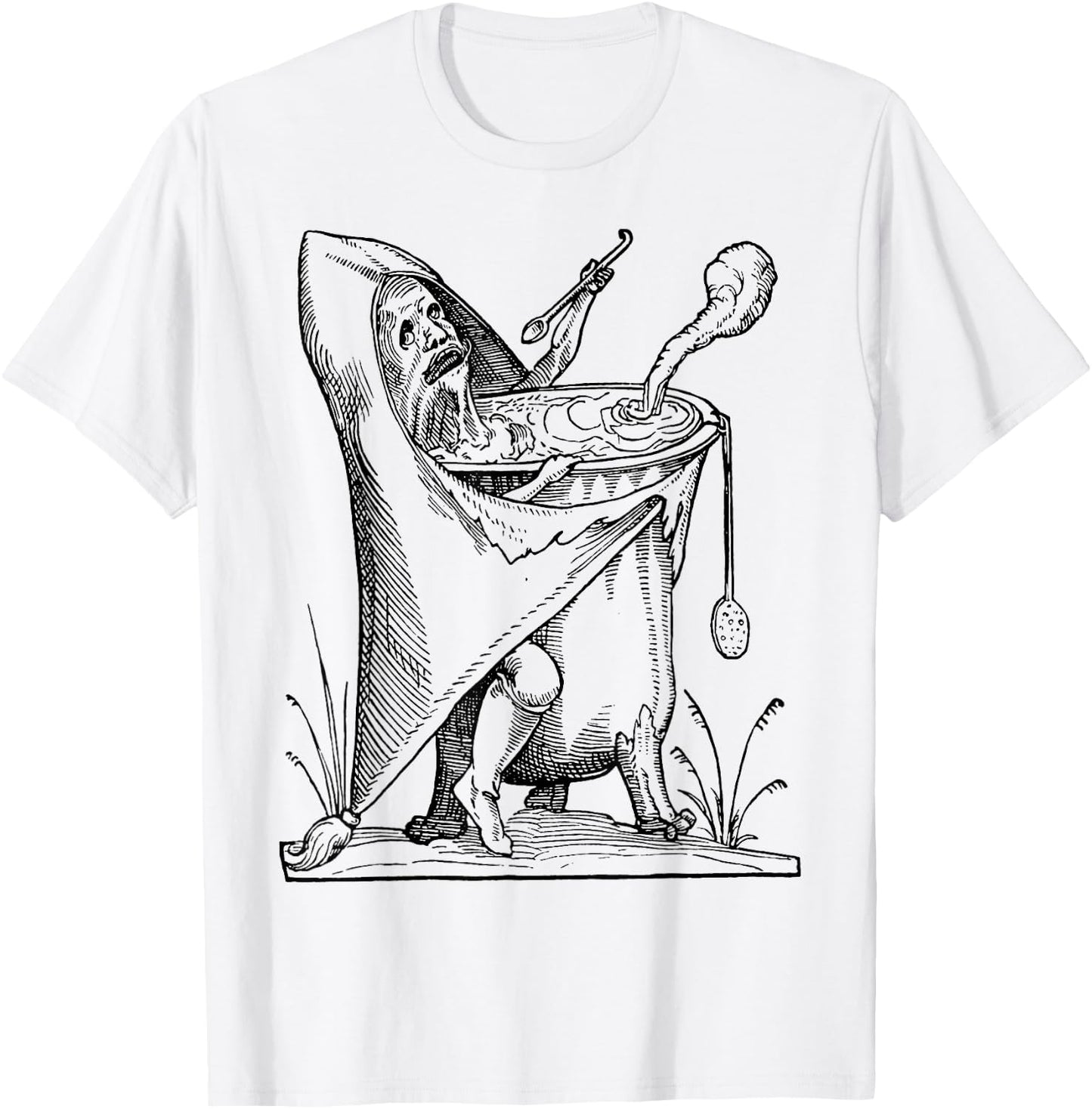 SOUP MAN - "Pantagruel" Weird Medieval Art Print T-Shirt - T-Shirt | White