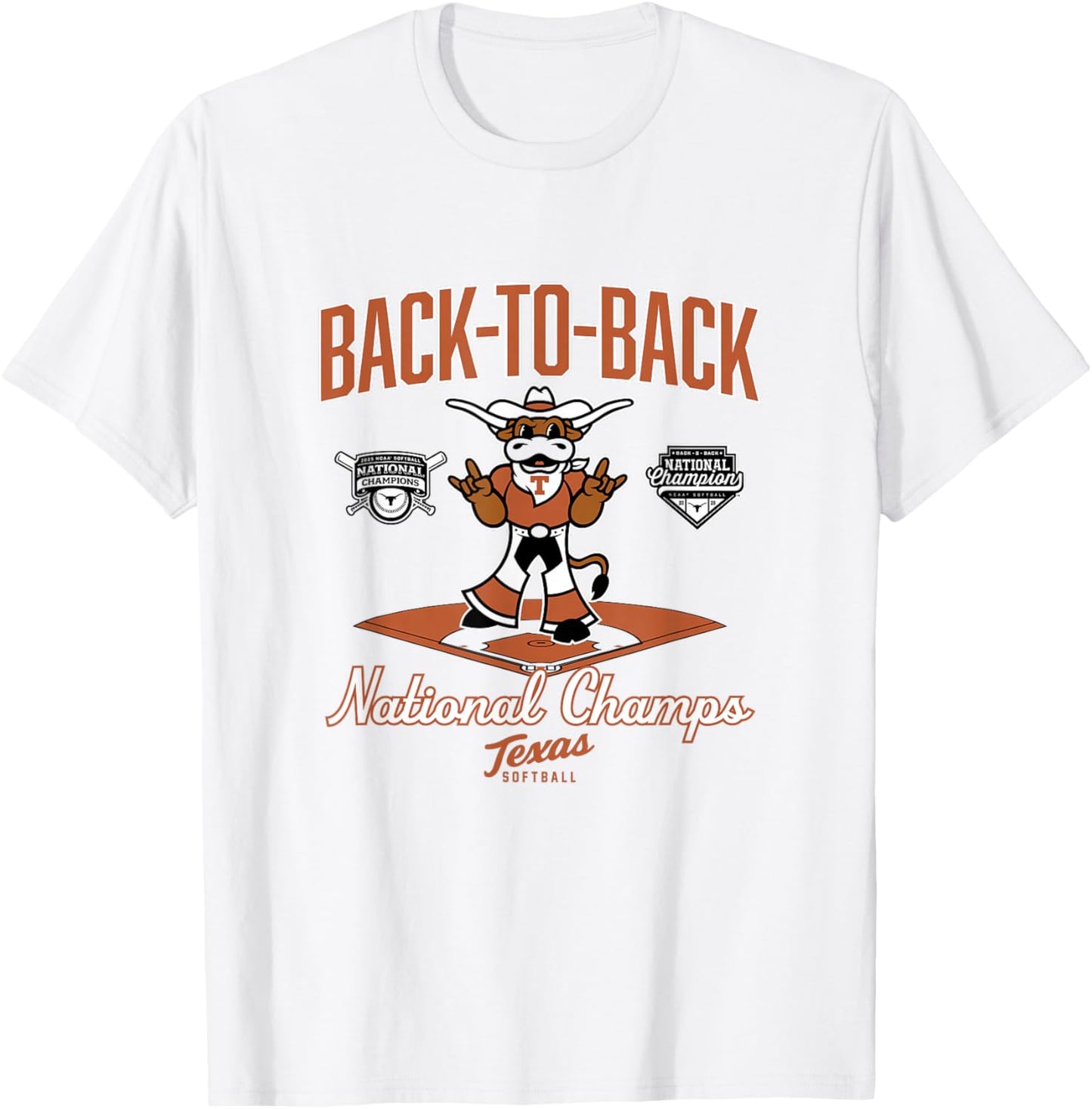 Texas Softball - Back-to-Back Champions Diamond - NCAA T-Shirt - T-Shirt | White