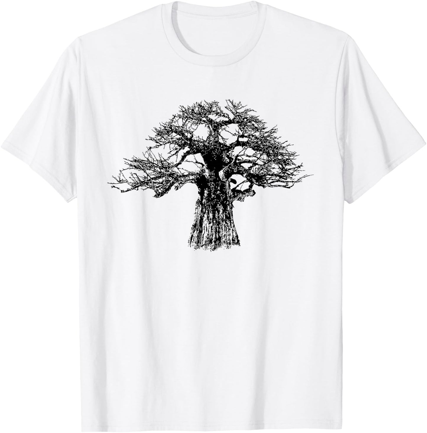 Giant Baobab Tree in Bold Monochrome for Tree Lovers T-Shirt - T-Shirt | White