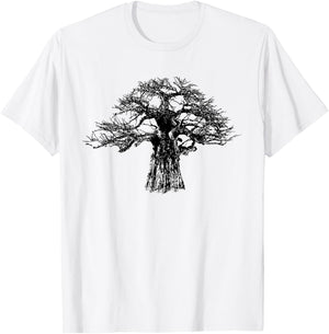 Giant Baobab Tree in Bold Monochrome for Tree Lovers T-Shirt - T-Shirt | White