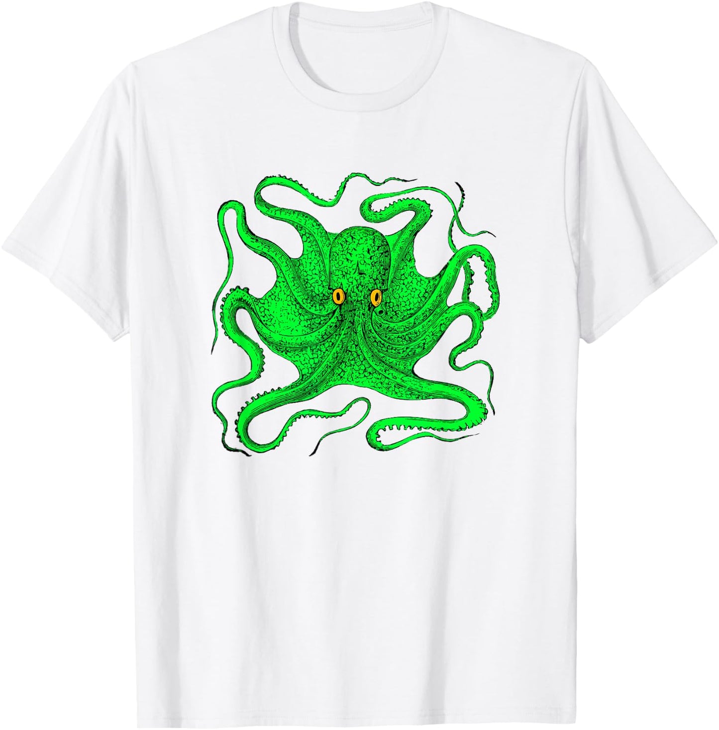 Octopus Shirt (green with yellow eyes) T-Shirt - T-Shirt | White