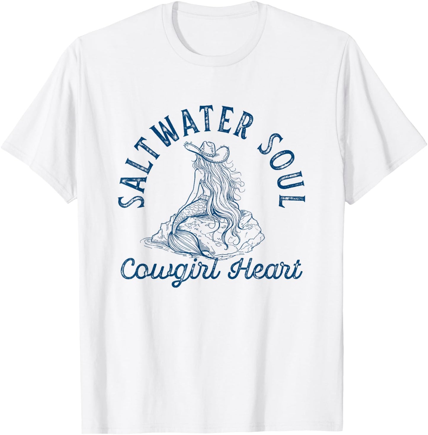 Coastal Cowgirl Aesthetic Western Beachy Cute Mermaid Core T-Shirt - T-Shirt | White
