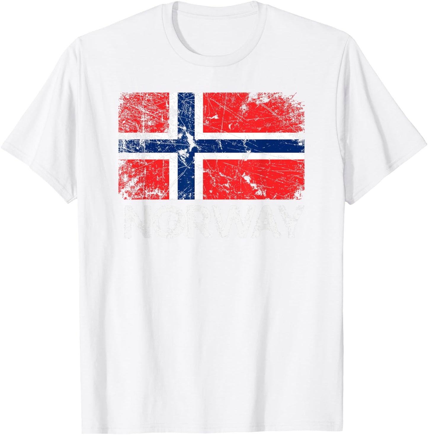 Norwegian Flag | Vintage Made In Norway Gift T-Shirt - T-Shirt | White