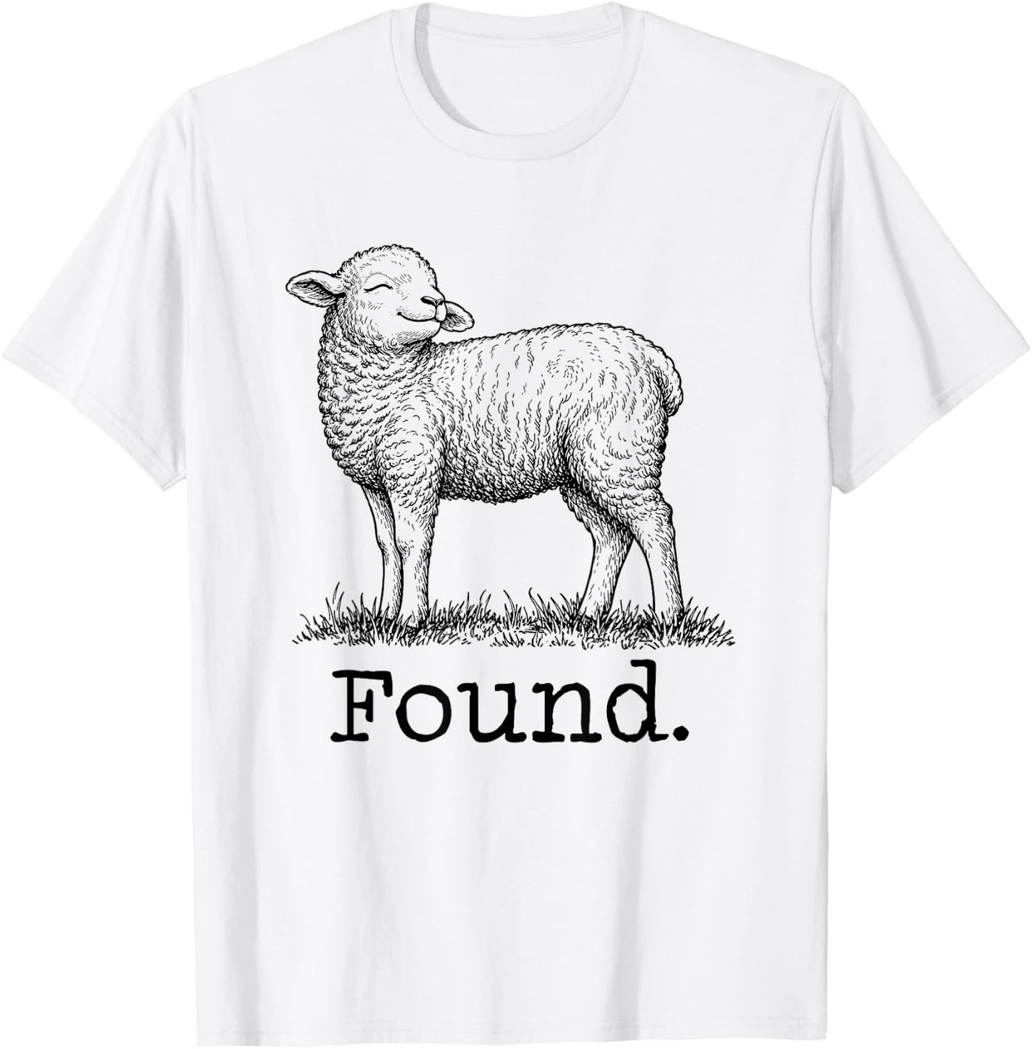 Found Minimalist Sheep Christian Psalm 23 Lamb Christian T-Shirt - T-Shirt | White