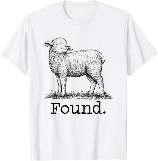 Found Minimalist Sheep Christian Psalm 23 Lamb Christian T-Shirt - T-Shirt | White