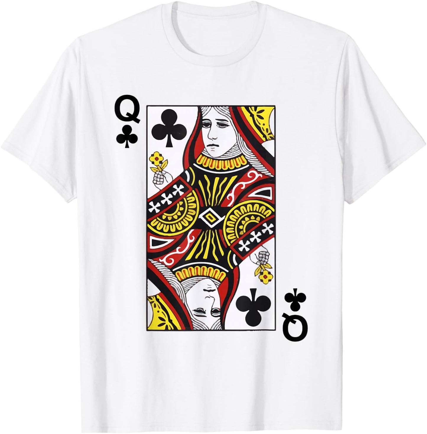 Queen of Clubs Blackjack Playing Cards T-Shirt - T-Shirt | White