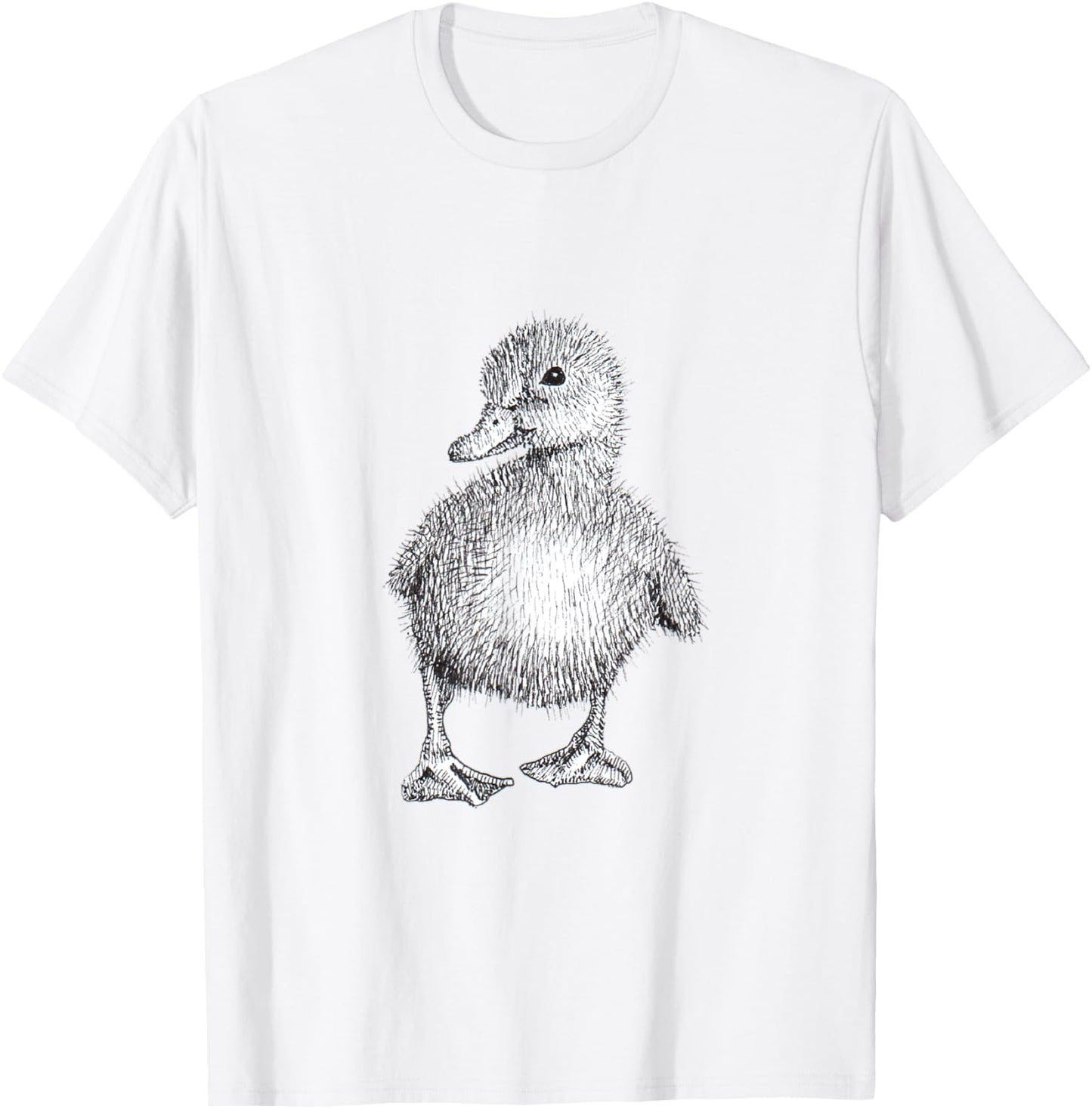 Duckling Cute Pen & Ink Drawing T-Shirt - T-Shirt | White