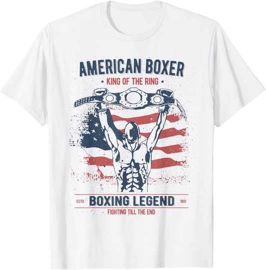 Boxing Shirts Vintage Style Gifts USA American Boxer T-Shirt - T-Shirt | White