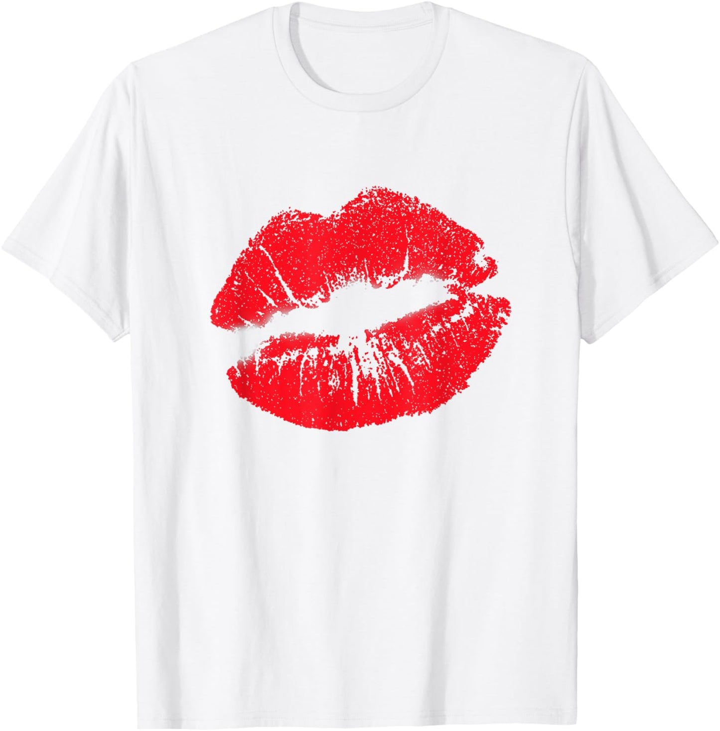 Big Lips Cool Casual Red Lipstick Funny Women Lip Kiss T-Shirt - T-Shirt | White