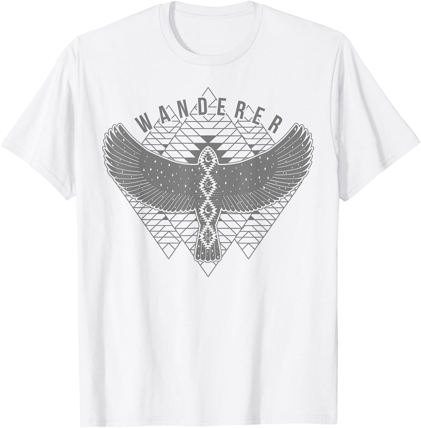 Wanderer Free Spirit Bird Geometric Triangle T-Shirt - T-Shirt | White