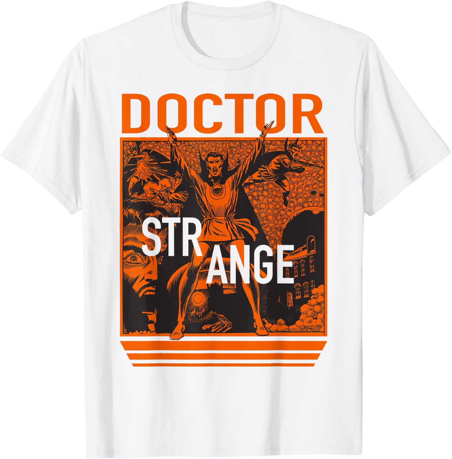 Marvel Doctor Strange Orange Retro Comic Graphic T-Shirt - T-Shirt | White
