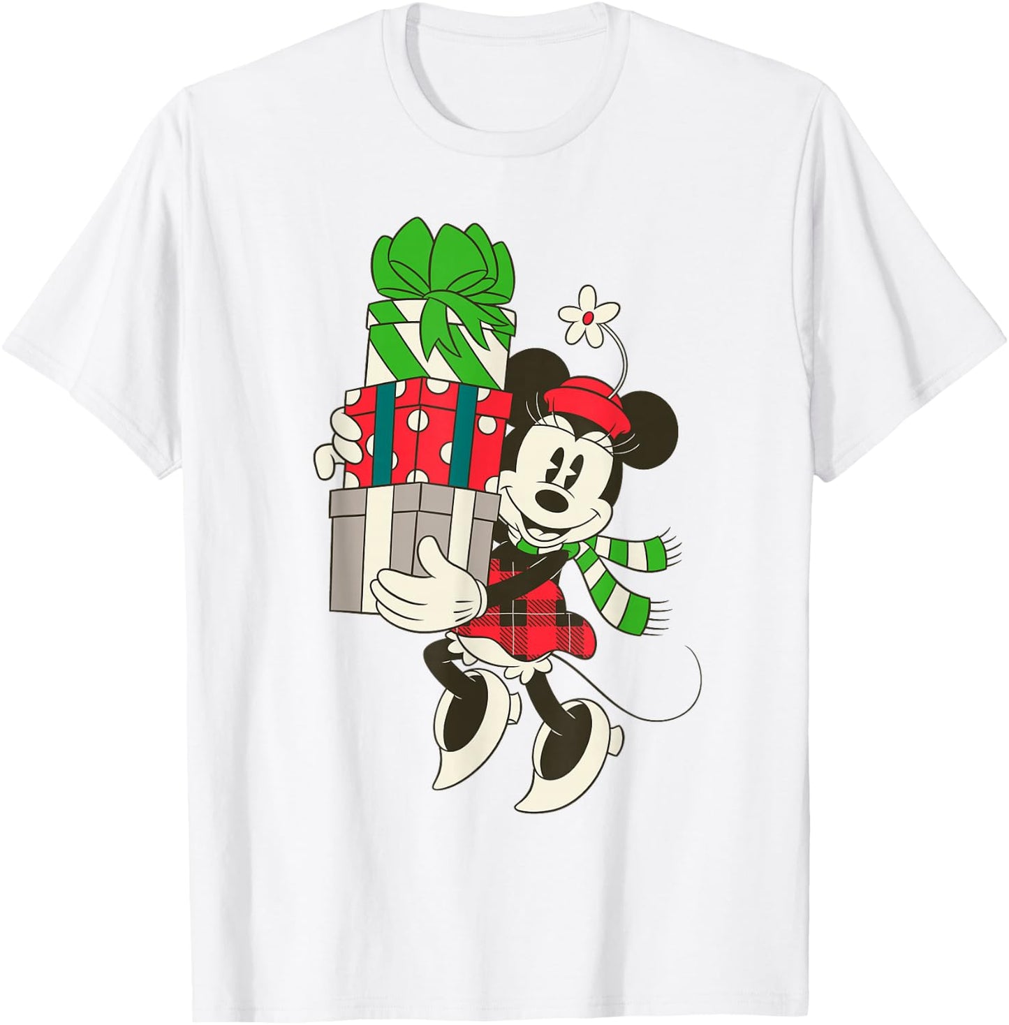 Disney Vintage Minnie Mouse Presents Holiday T-Shirt - T-Shirt | White
