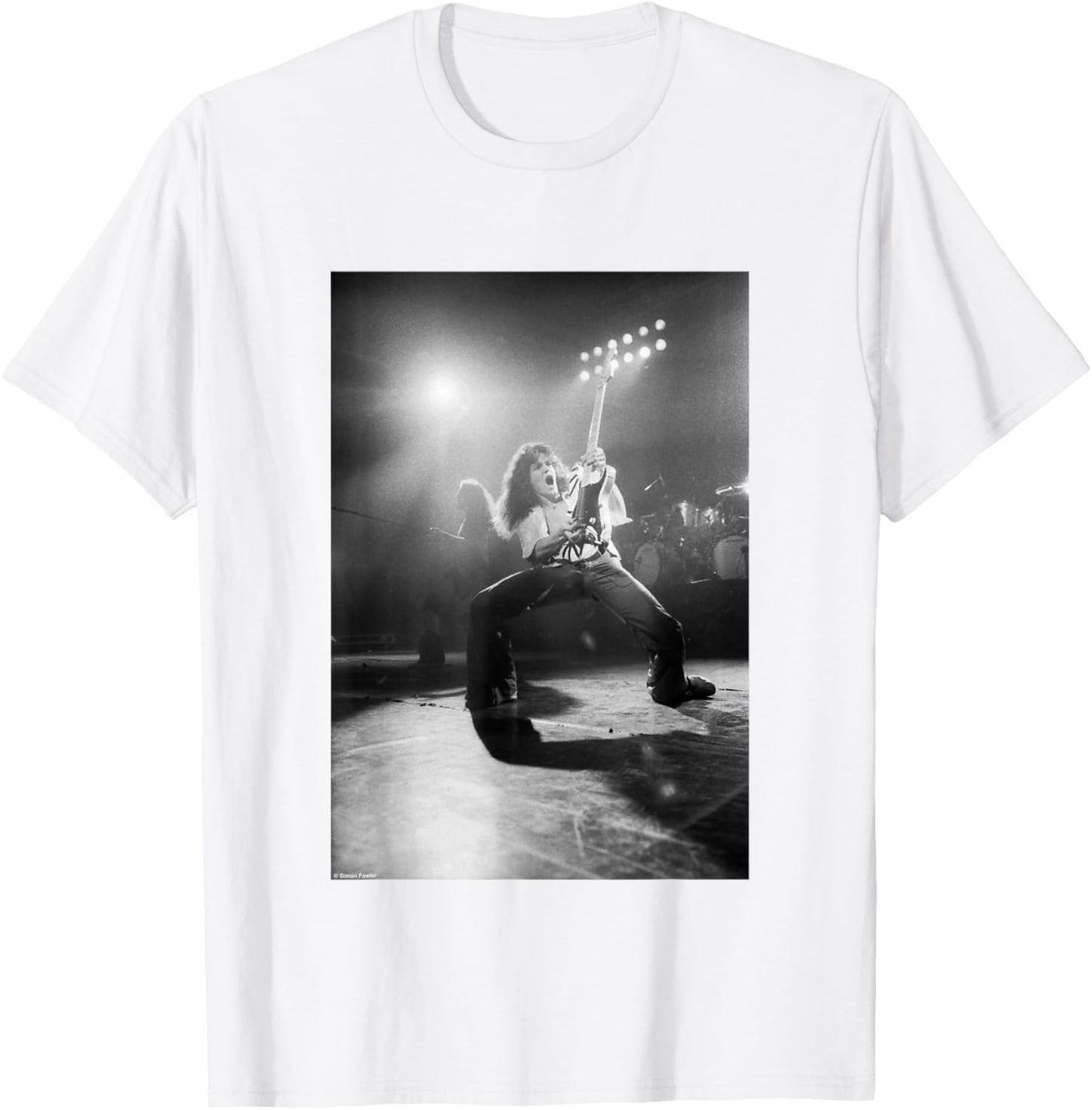 Eddie Van Halen Live Rainbow Theatre by Simon Fowler T-Shirt - T-Shirt | White