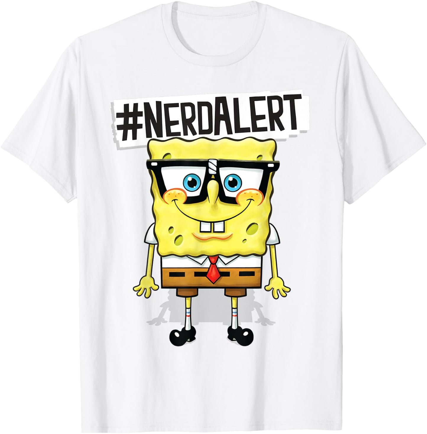 Spongebob SquarePants Nerd Alert Humorous T-Shirt - T-Shirt | White