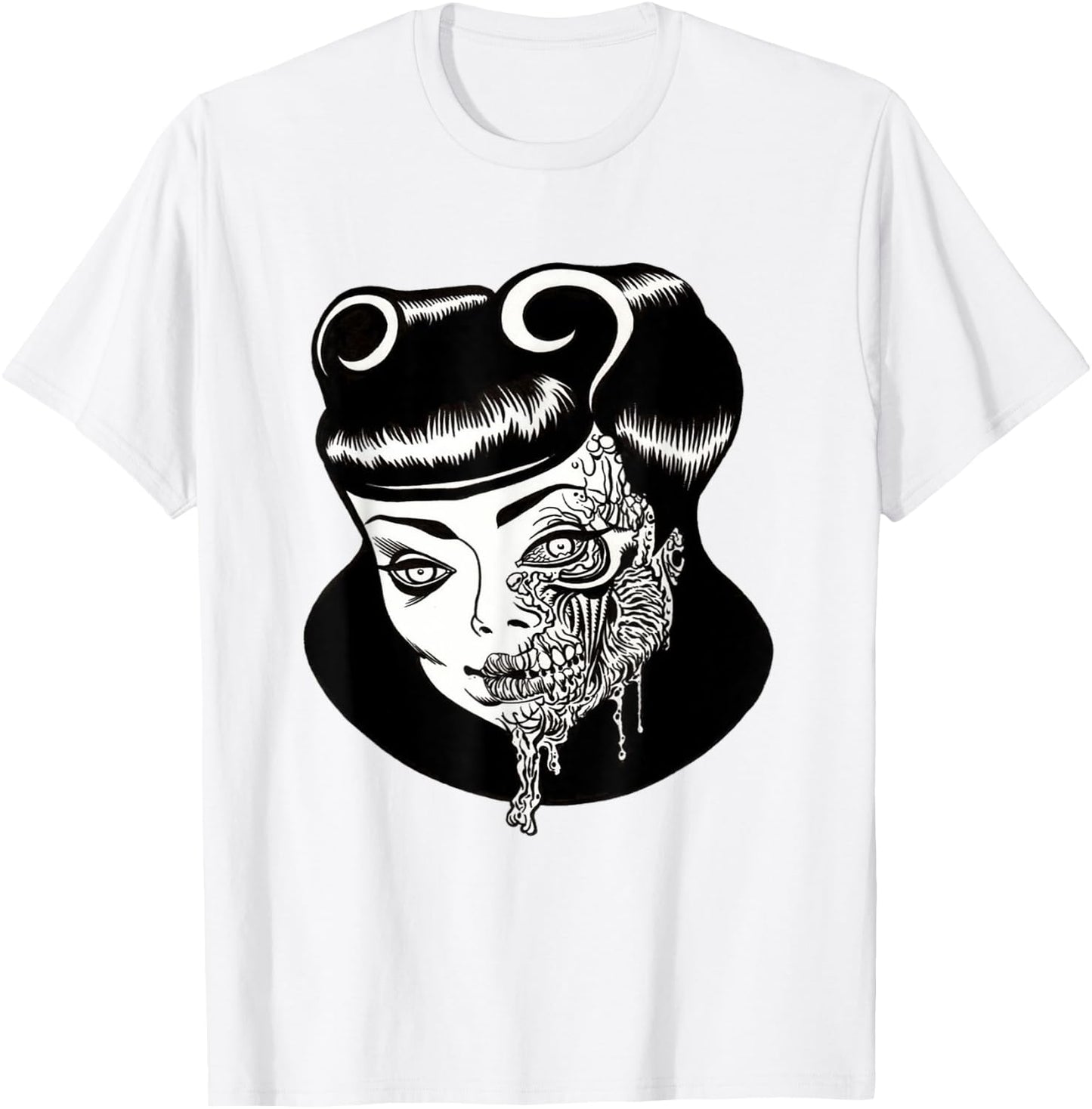 Zombie Pin-Up Girl Head T-Shirt - T-Shirt | White