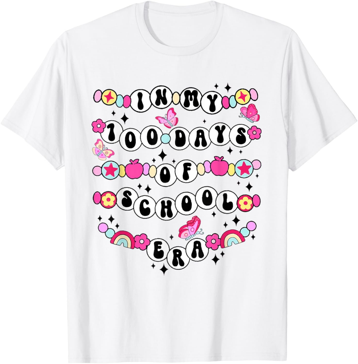 In My 100 Day Of School Era Friendship Bracelet Teacher T-Shirt - T-Shirt | White