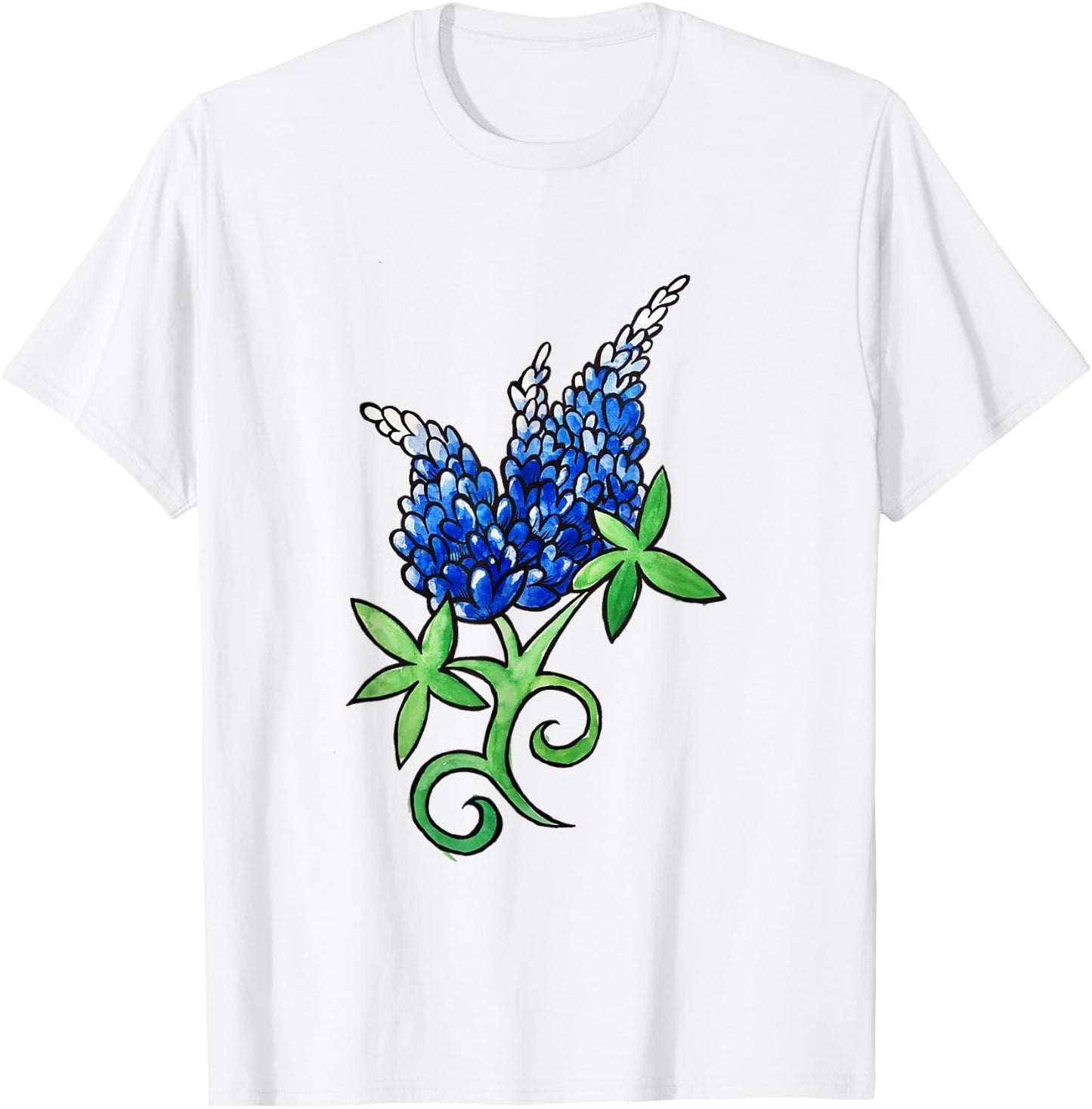 Texas Bluebonnet artistic watercolor texas shirt T-Shirt - T-Shirt | White