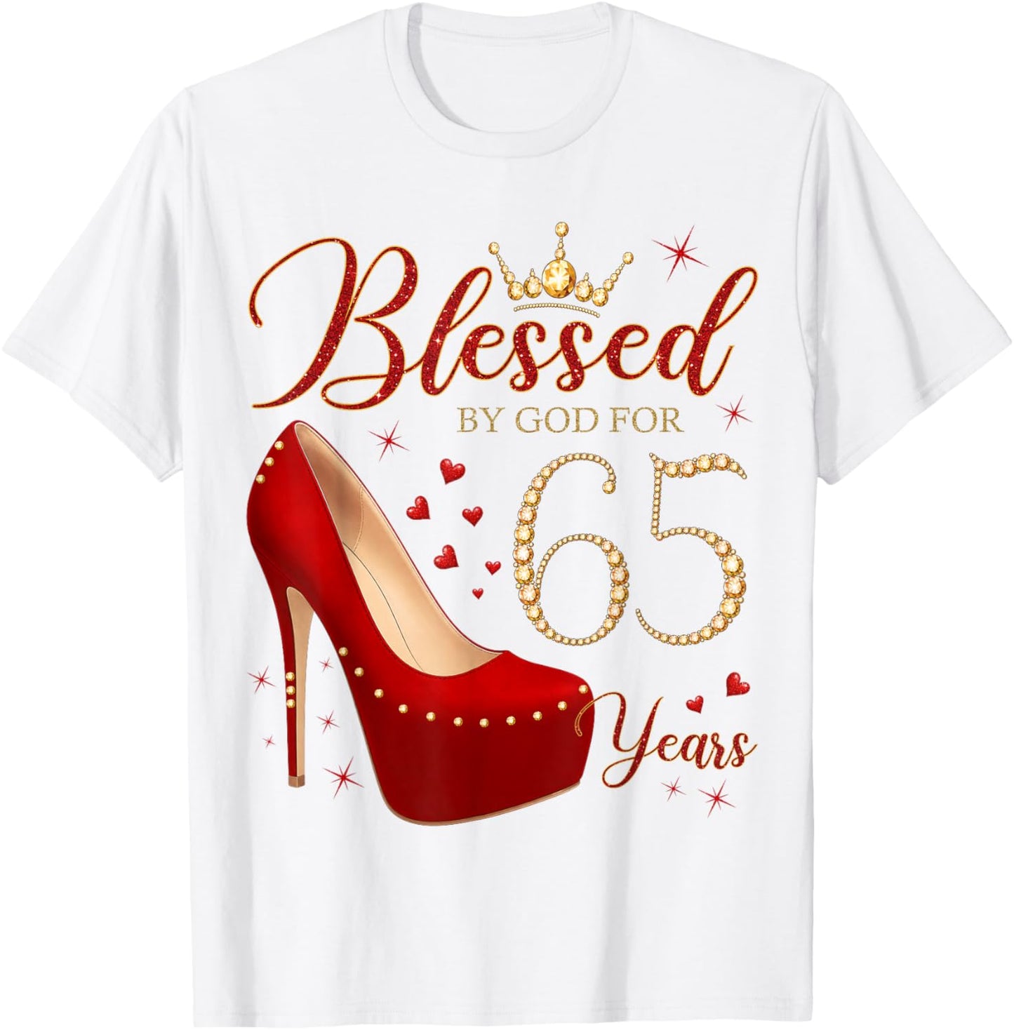 Blessed By God for 65 Years Old 65th Birthday Party T-Shirt - T-Shirt | White