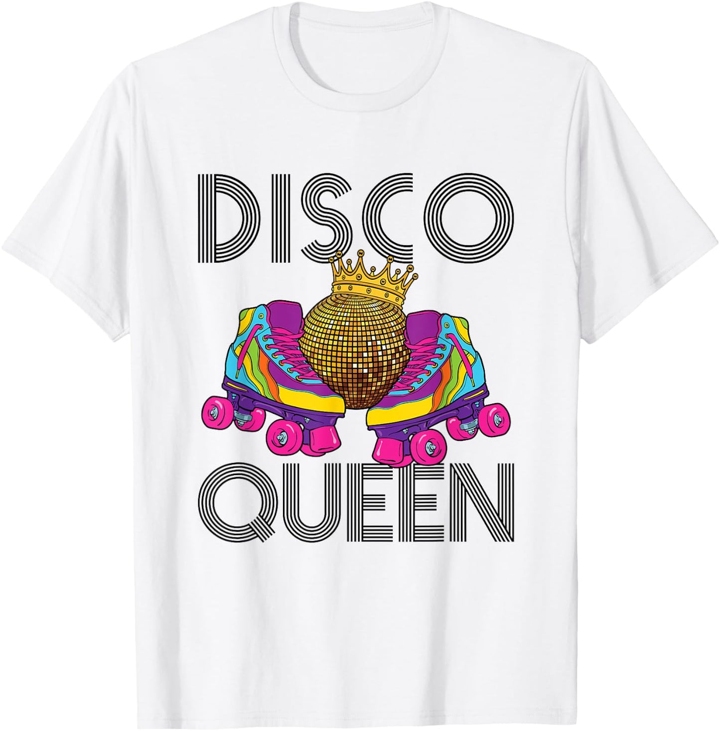 Disco Queen Retro Roller Skating Skater Skate T-Shirt - T-Shirt | White