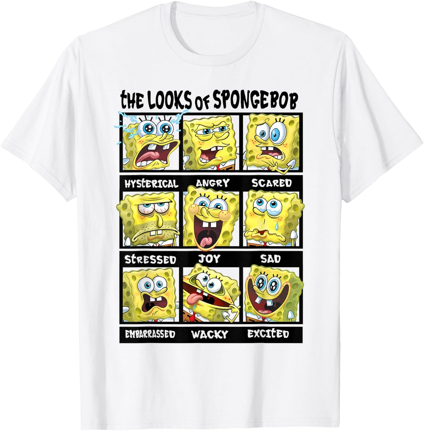 Spongebob SquarePants Multiple Looks & Emotions T-Shirt - T-Shirt | White