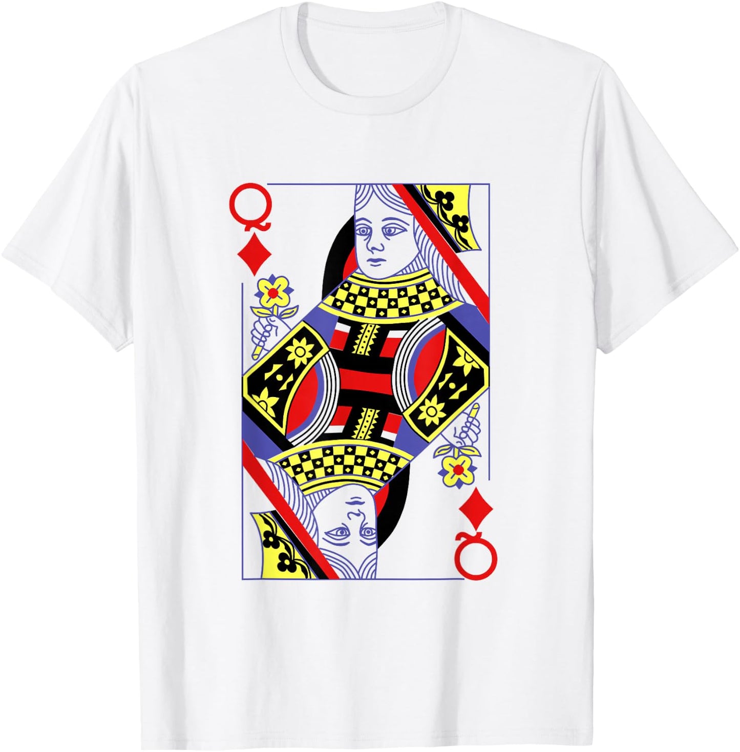 Queen Of Diamonds Deck Of Cards Playing Cards Halloween T-Shirt - T-Shirt | White