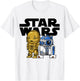 Star Wars Boba R2-D2 and C-3PO Cute Cartoon Graphic T-Shirt - T-Shirt | White