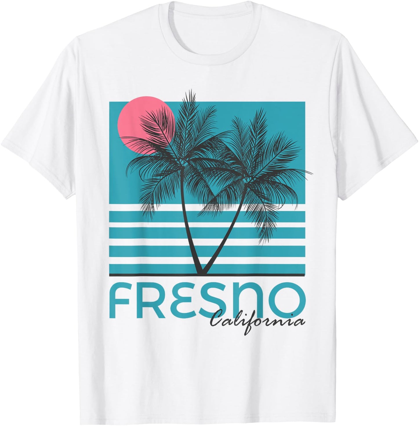 Fresno CA Souvenir California Palm Tree T-Shirt - T-Shirt | White