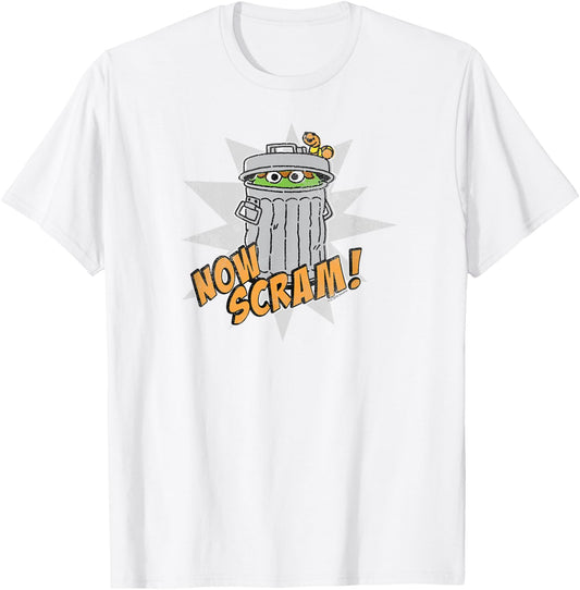 Sesame Street Oscar The Grouch Now Scram T-Shirt - T-Shirt | White