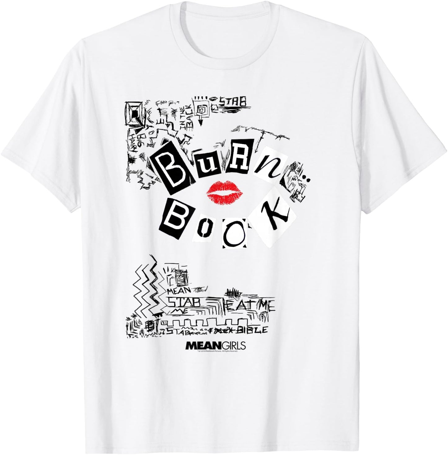 Mean Girls Burn Book with Doodles Y2K Movie T-Shirt - T-Shirt | White