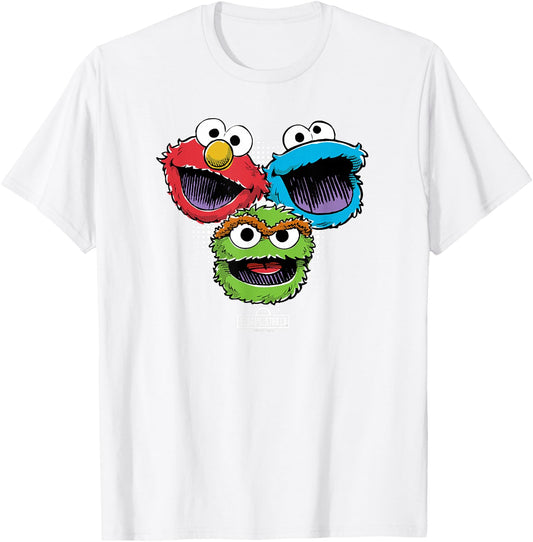 Sesame Street Halftone Heads T-Shirt - T-Shirt | White