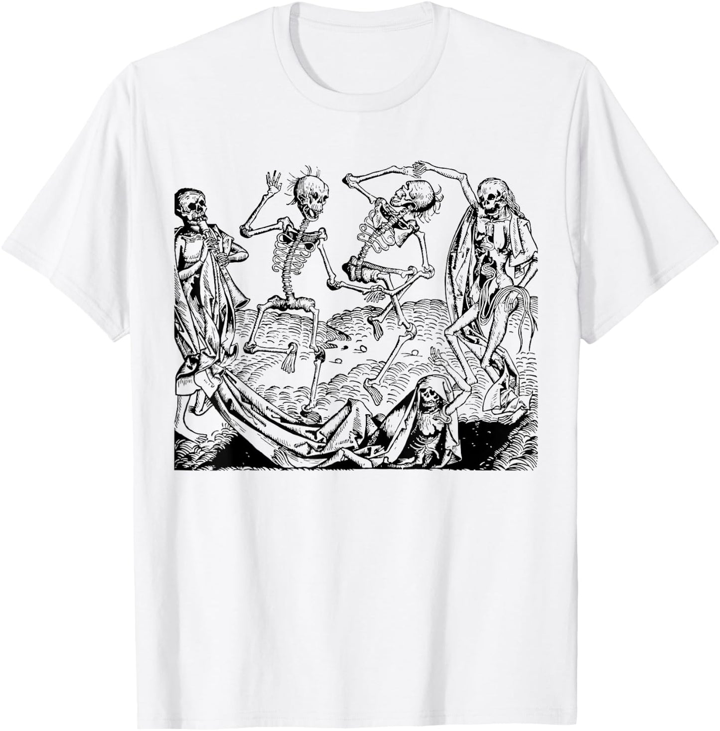 Danse Macabre Or Dance Of Death 1493, T Shirt Artwork T-Shirt - T-Shirt | White
