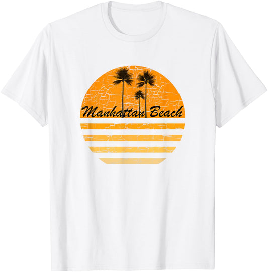 Manhattan Beach, CA Vintage 70s Throwback Surf T-Shirt - T-Shirt | White