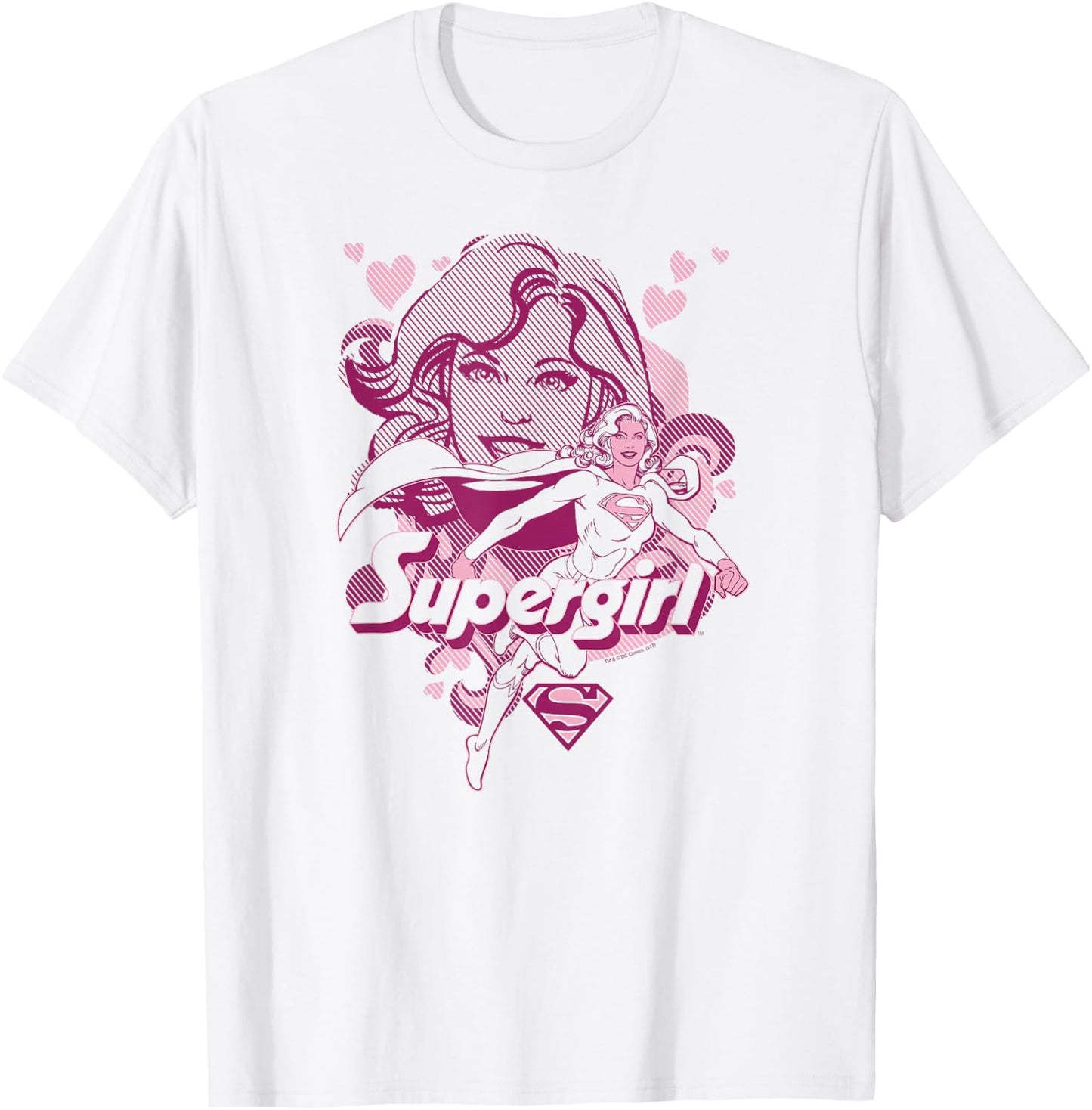 Supergirl Hearts Collage T Shirt T-Shirt - T-Shirt | White