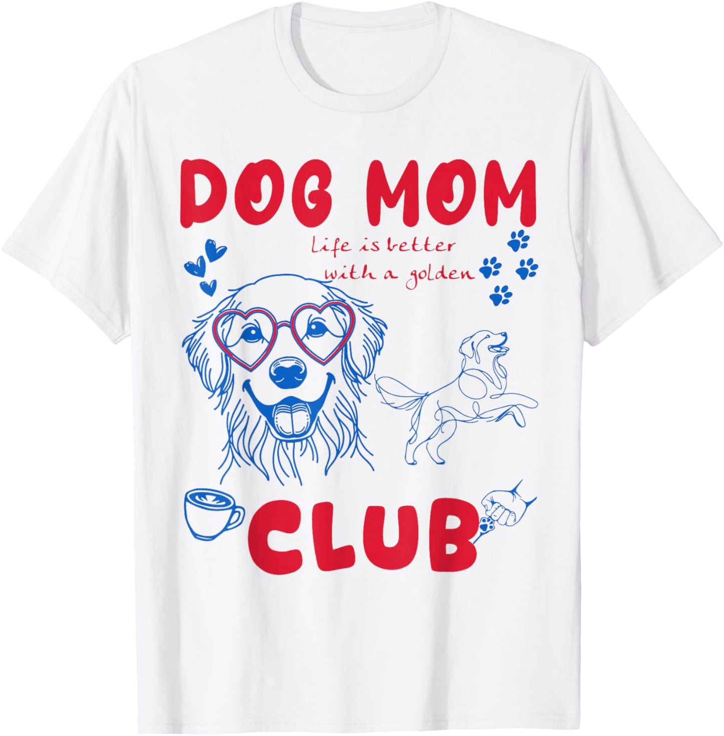 Dog Mom Club Retro Graphic for Golden Retriever Lovers T-Shirt - T-Shirt | White