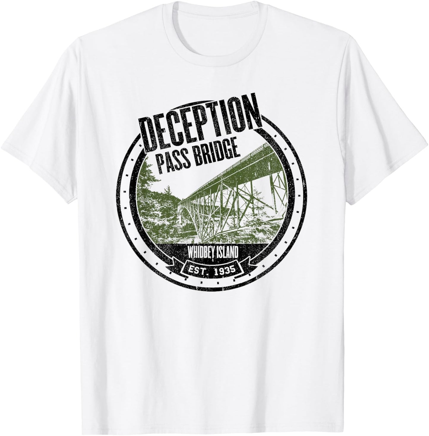 Deception Pass Bridge Whidbey Island Washington T-Shirt - T-Shirt | White