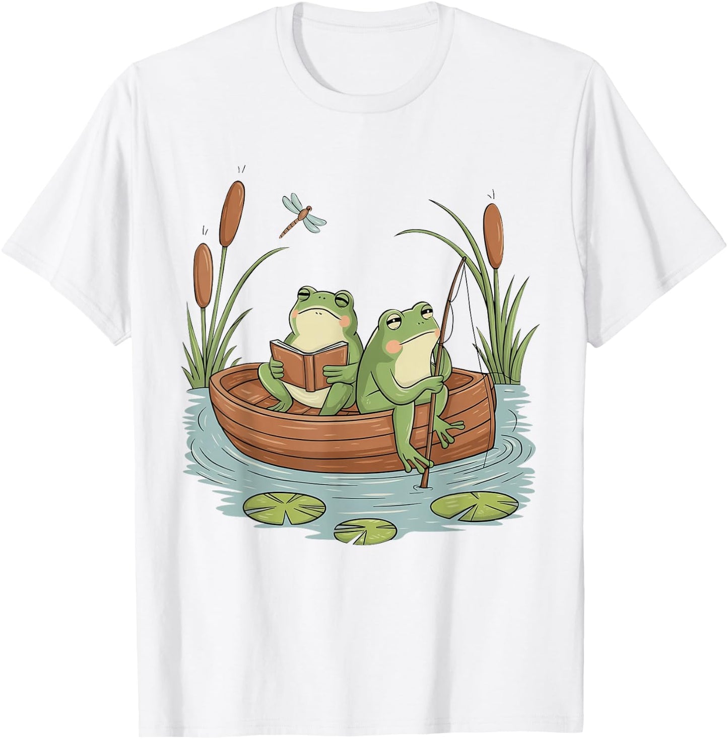 Frog Cottagecore Aesthetic Frog Fishing Nostalgia Frog Lover T-Shirt - T-Shirt | White