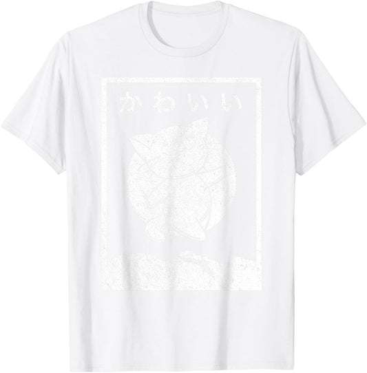 Kawaii Cat Shirt. Retro Style Anime T-Shirt - T-Shirt | White