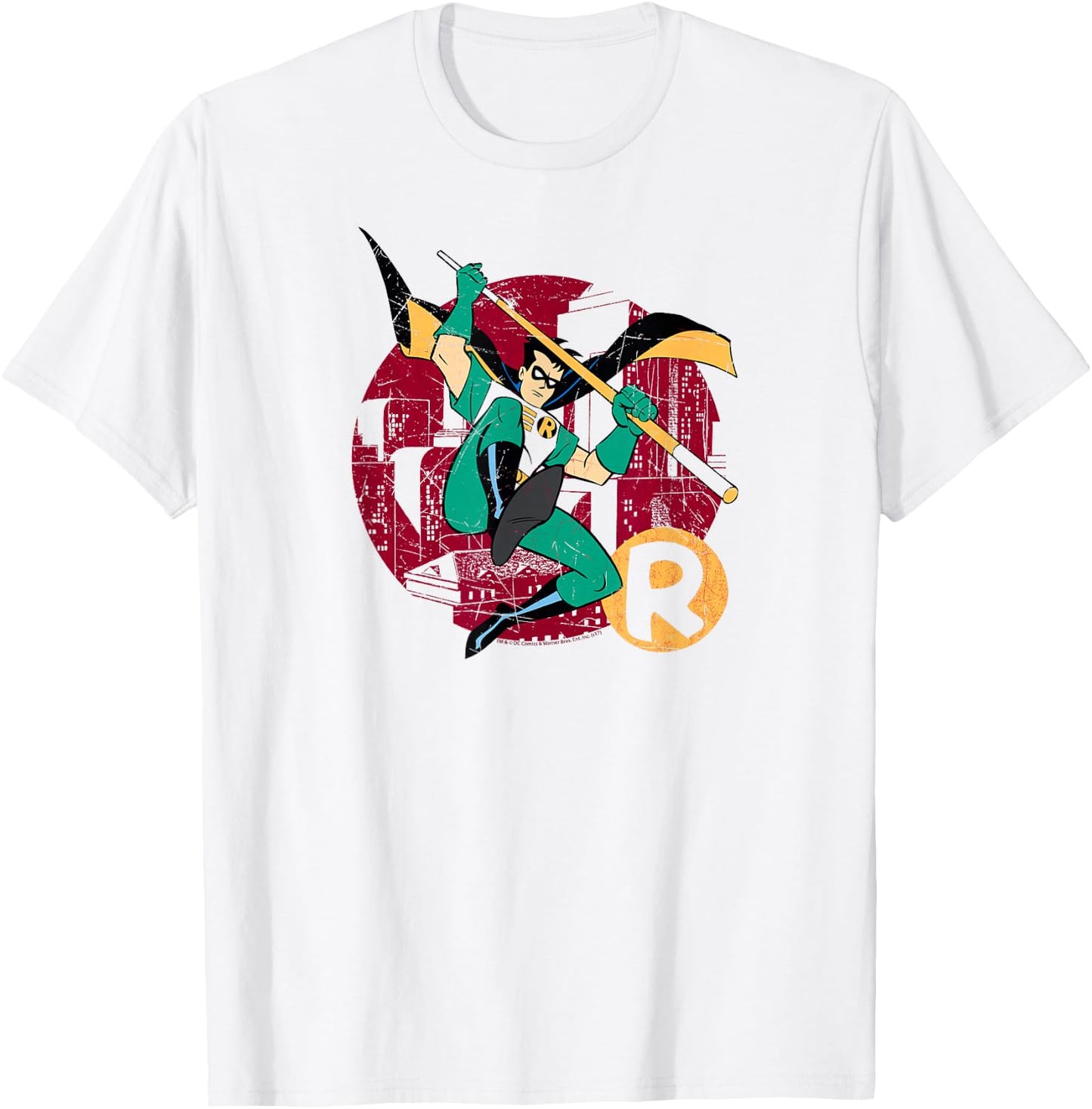 Batman: Animated Series Robin Leap T Shirt T-Shirt - T-Shirt | White