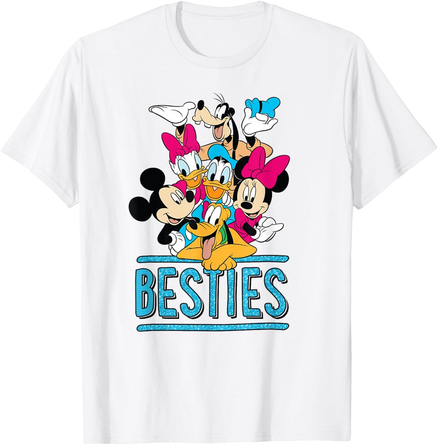 Mickey Minnie Pluto Donald Daisy Goofy Besties Group T-Shirt - T-Shirt | White
