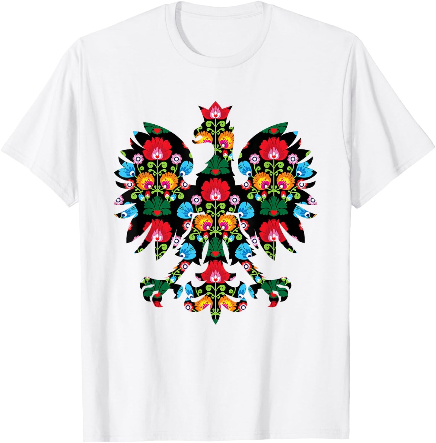POLISH EAGLE | Poland WYCINANKI Emblem, Polish Folk Art Fest T-Shirt - T-Shirt | White