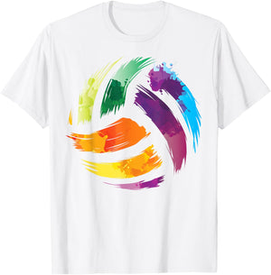 Colorful Volleyball Shirt | Cute Colorsplash Ball Gift T-Shirt - T-Shirt | White