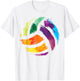 Colorful Volleyball Shirt | Cute Colorsplash Ball Gift T-Shirt - T-Shirt | White