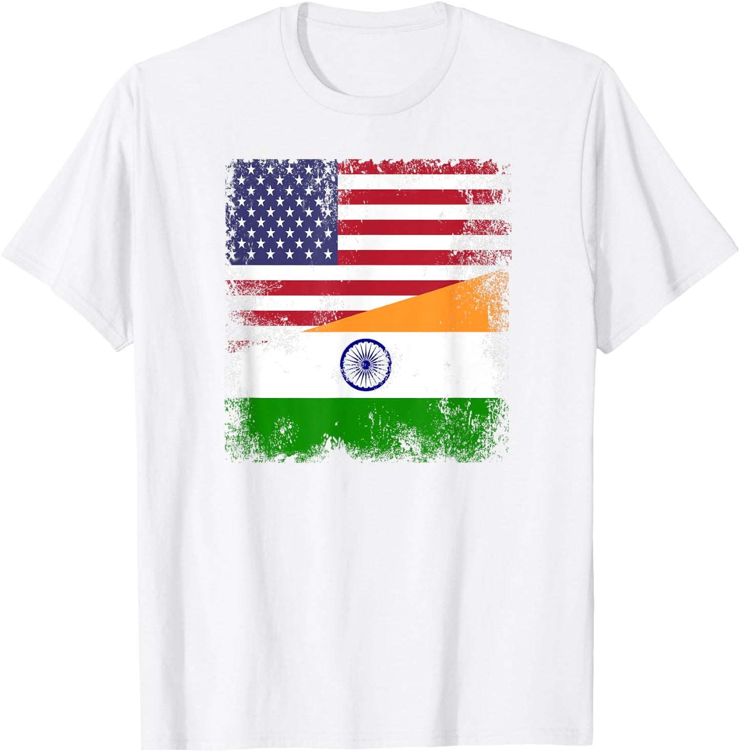 Half Indian Flag | Vintage India USA Gift T-Shirt - T-Shirt | White
