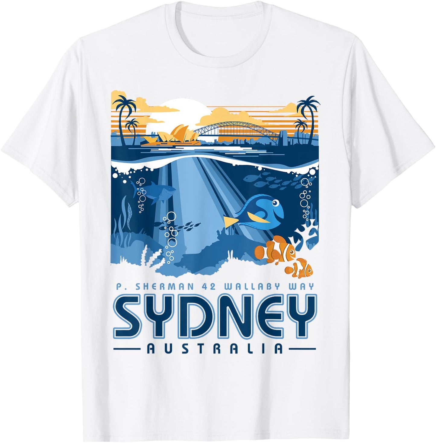 Disney Pixar Finding Nemo Sydney Australia Poster T-Shirt - T-Shirt | White